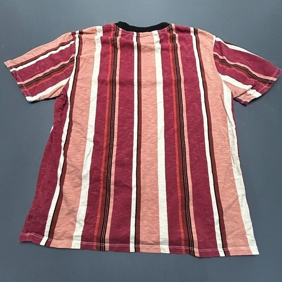 Guess Originals Striped T-Shirt Men's Large Logo Crewneck Red Pink Retro Casual - Picture 5 of 8